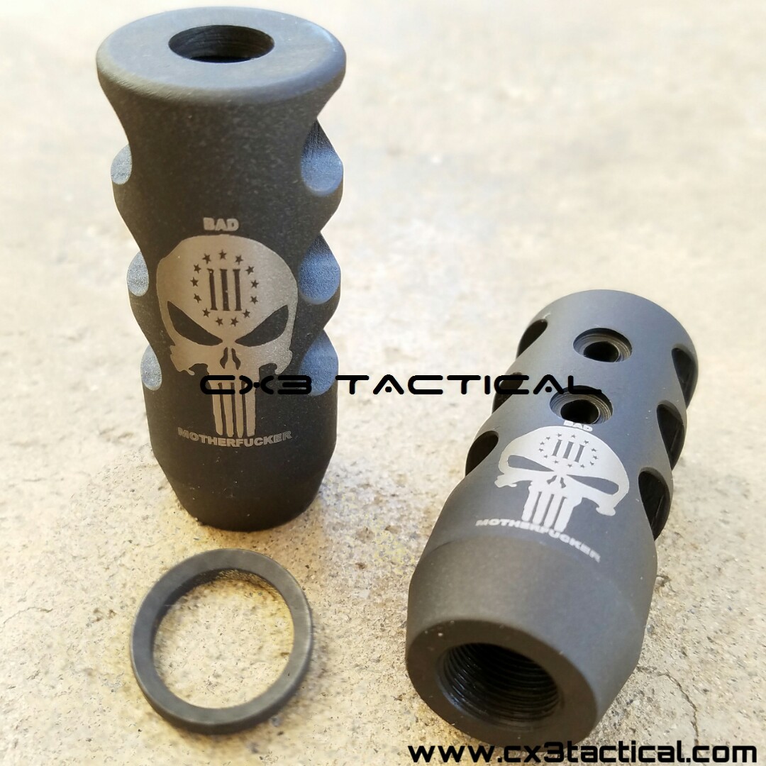 Muzzle Brake .308 5/8x24RH Thread Competition Black Steel With Crush Washer 