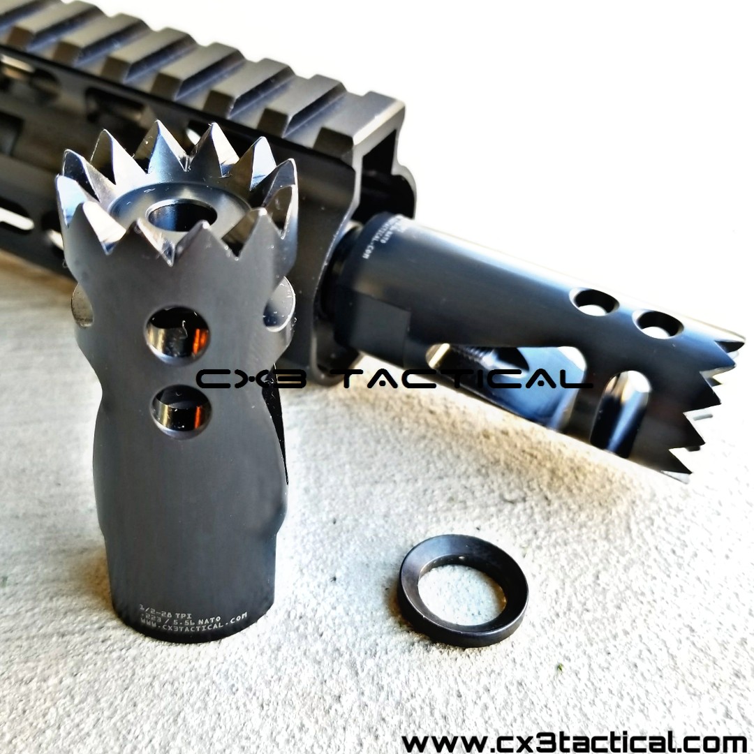 Fostech Strake Brake for .223/5.56 AR-15 Rifles - 1/2X28 Thread Pitch -  Stainless Steel Finish - Shark Coast Tactical