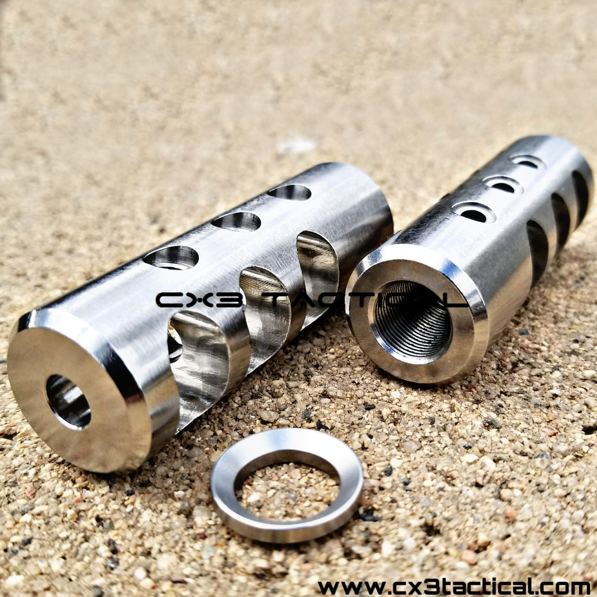 Stainless Steel 1/2x28 Thread 223 5.56 Competition Muzzle Brake W Crush Washer 